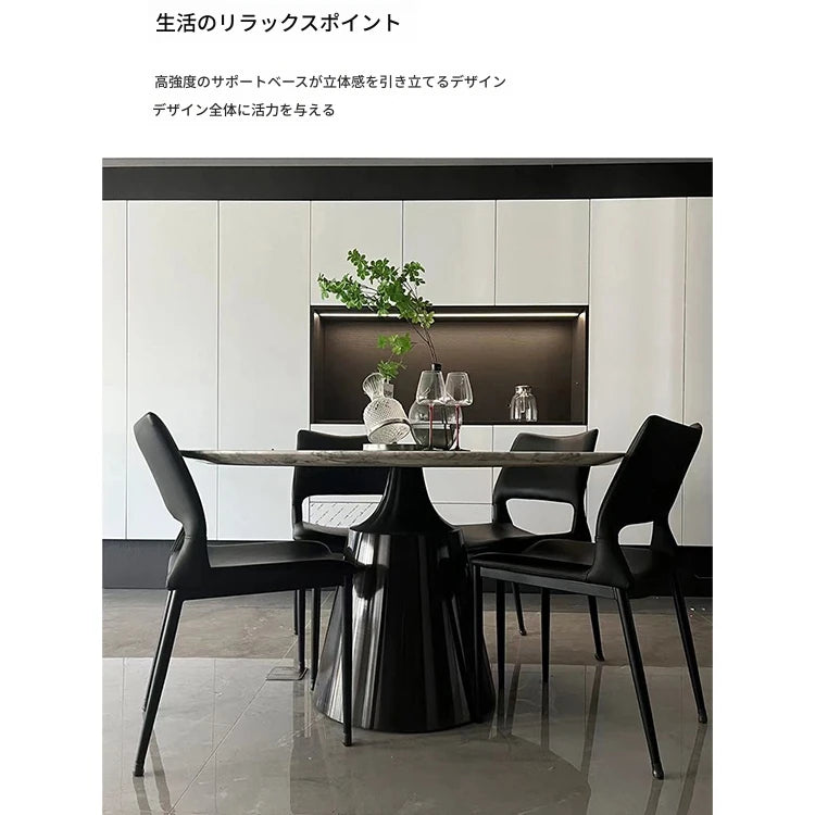 ラグジュアリー大理石テーブル | ステンレス脚付き円形デザイン | モダンインテリアに最適 | 多層板使用 hbso-3012