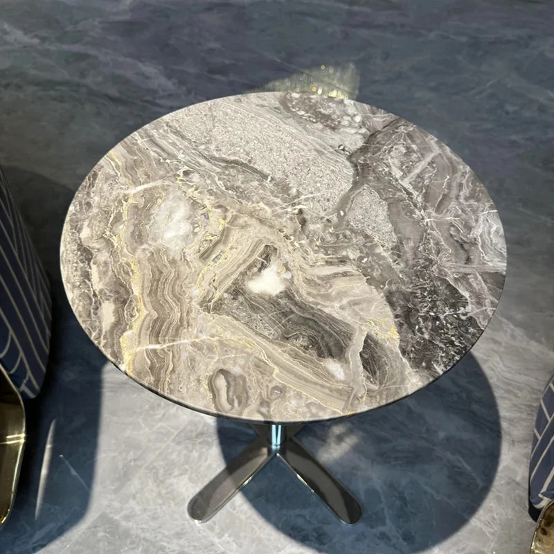 ラグジュアリー大理石センターテーブル - ステンレス脚付き、モダンデザイン、収納に便利な多層板仕様 hbso-3016