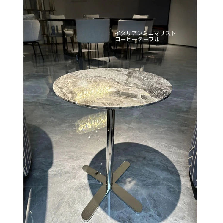 ラグジュアリー大理石センターテーブル - ステンレス脚付き、モダンデザイン、収納に便利な多層板仕様 hbso-3016