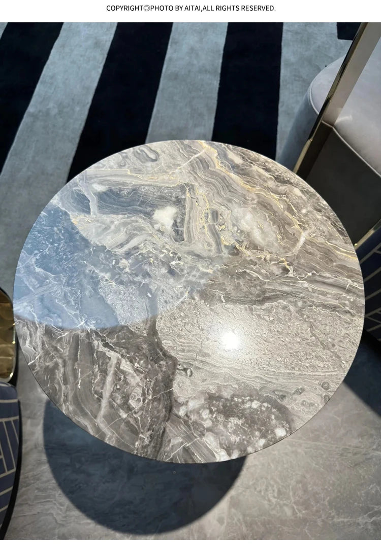 ラグジュアリー大理石センターテーブル - ステンレス脚付き、モダンデザイン、収納に便利な多層板仕様 hbso-3016