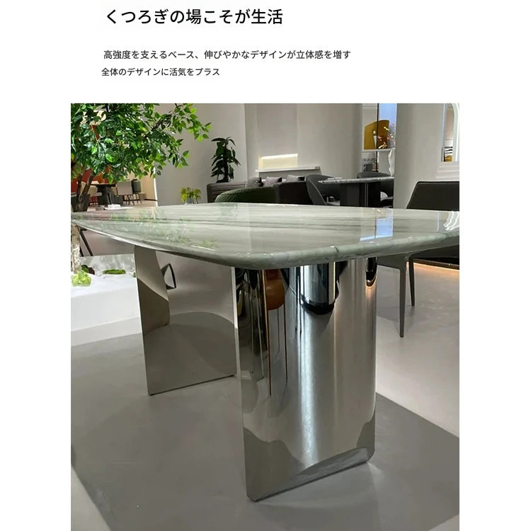 大理石テーブル 高級ステンレス脚 使いやすい多層板デザイン おしゃれなダイニングテーブル hbso-3017