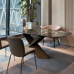 高級感溢れる大理石テーブル - ステンレス脚のスタイリッシュな多層版デザイン hbso-3018