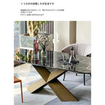 高級感溢れる大理石テーブル - ステンレス脚のスタイリッシュな多層版デザイン hbso-3018