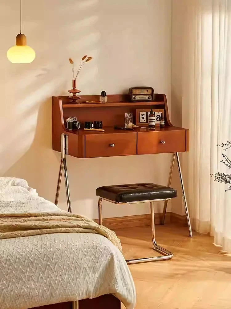 チェリー材使用の多機能化粧台&ナイトスタンド|スタイリッシュなデザインでお部屋を彩る! hby-4599