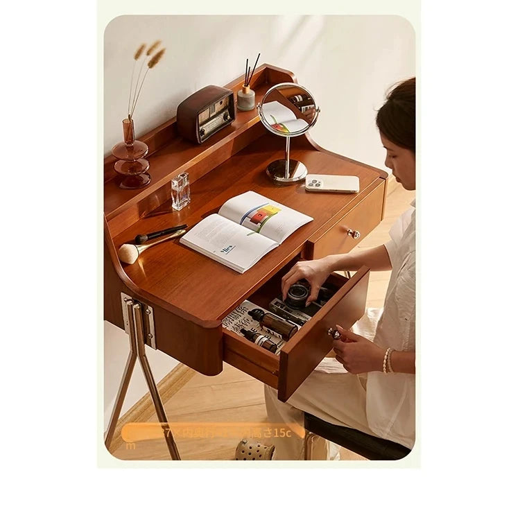 チェリー材使用の多機能化粧台&ナイトスタンド|スタイリッシュなデザインでお部屋を彩る! hby-4599
