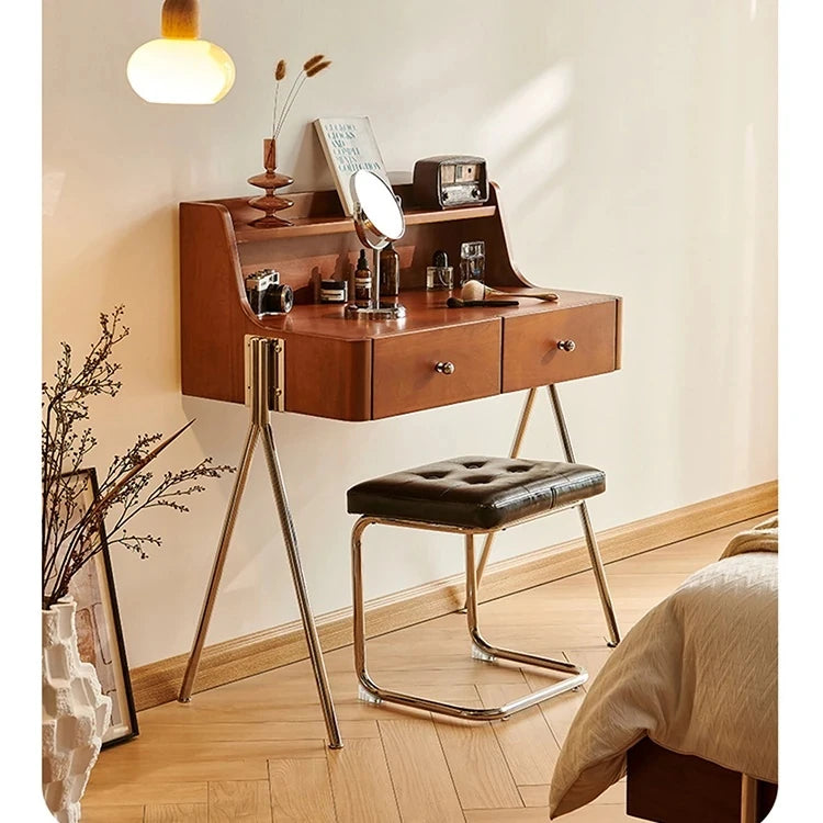 チェリー材使用の多機能化粧台&ナイトスタンド|スタイリッシュなデザインでお部屋を彩る! hby-4599