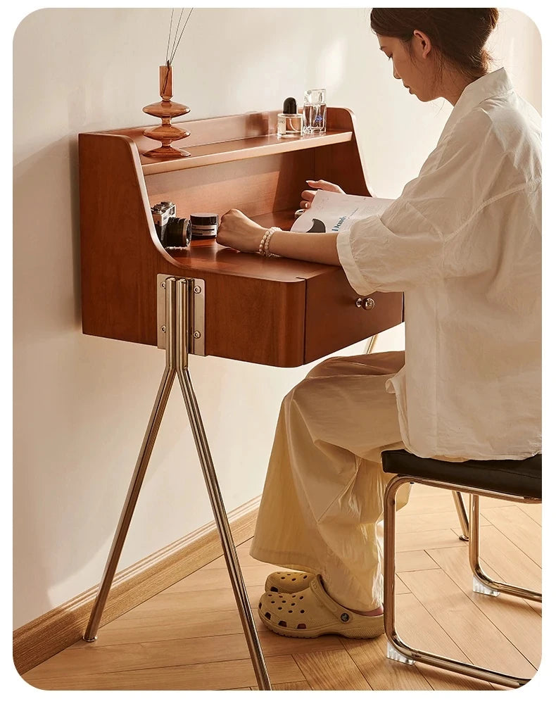 チェリー材使用の多機能化粧台&ナイトスタンド|スタイリッシュなデザインでお部屋を彩る! hby-4599