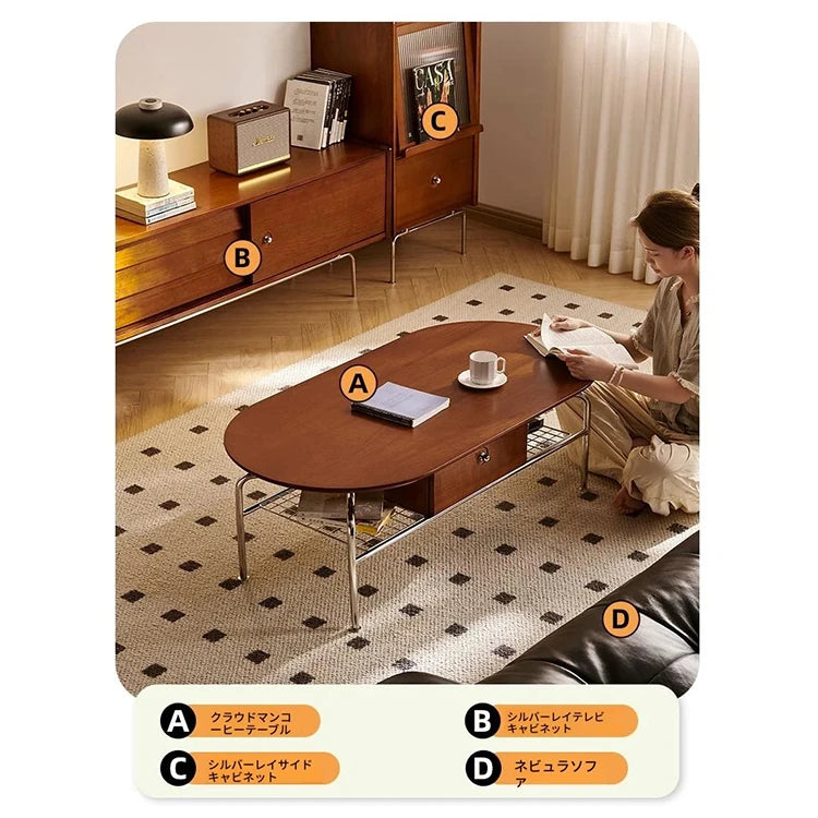 チェリーハイグロスセンターテーブル - スペースを最大限に活用するスタイリッシュなデザイン 47.24×23.62インチ hby-4600