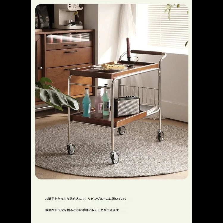 チェリーハンドメイドカート - ステンレス製フレームでスタイリッシュな収納と移動が可能! hby-4602