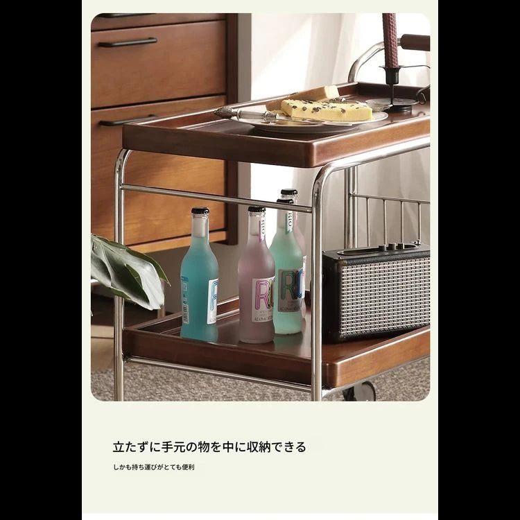 チェリーハンドメイドカート - ステンレス製フレームでスタイリッシュな収納と移動が可能! hby-4602