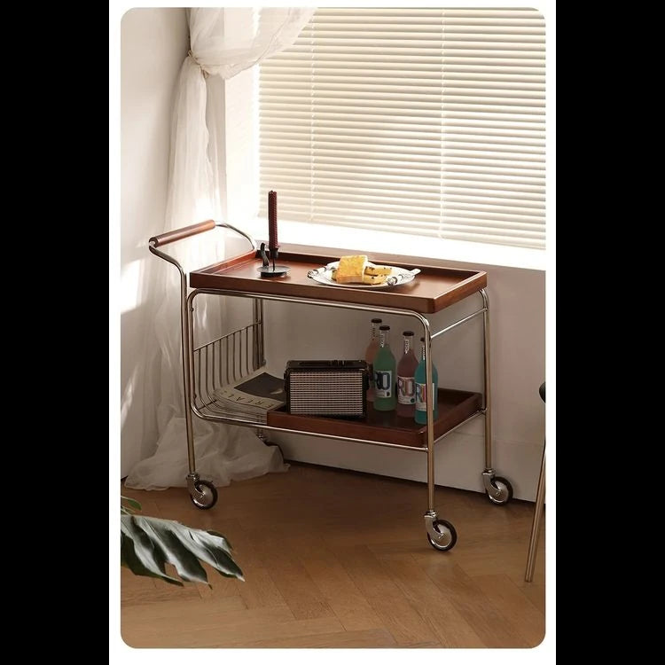チェリーハンドメイドカート - ステンレス製フレームでスタイリッシュな収納と移動が可能! hby-4602