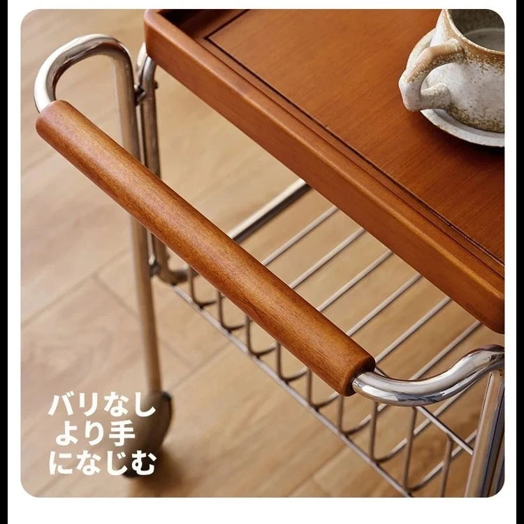 チェリーハンドメイドカート - ステンレス製フレームでスタイリッシュな収納と移動が可能! hby-4602