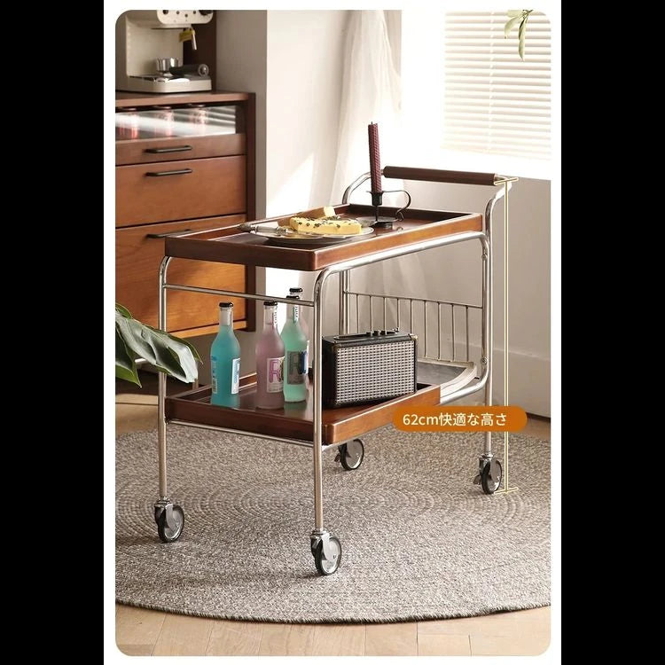 チェリーハンドメイドカート - ステンレス製フレームでスタイリッシュな収納と移動が可能! hby-4602