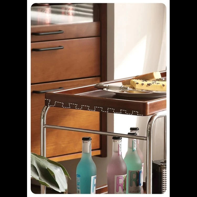 チェリーハンドメイドカート - ステンレス製フレームでスタイリッシュな収納と移動が可能! hby-4602