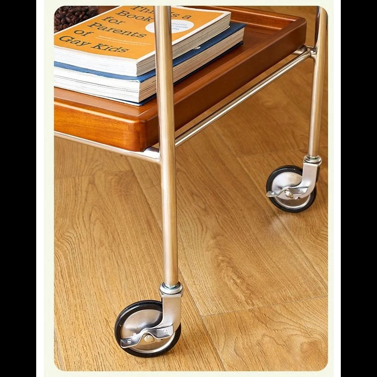 チェリーハンドメイドカート - ステンレス製フレームでスタイリッシュな収納と移動が可能! hby-4602