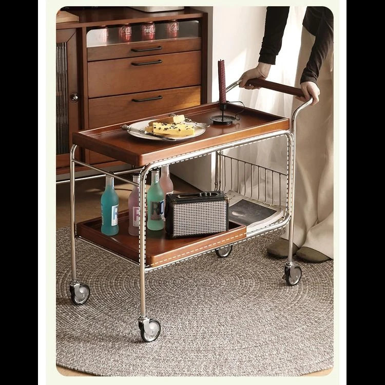 チェリーハンドメイドカート - ステンレス製フレームでスタイリッシュな収納と移動が可能! hby-4602