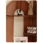 チェリー材とガラスのスタイリッシュラック - ステンレスフレーム付き、コーナーに最適な収納家具 hby-4603