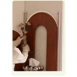 チェリー材とガラスのスタイリッシュラック - ステンレスフレーム付き、コーナーに最適な収納家具 hby-4603