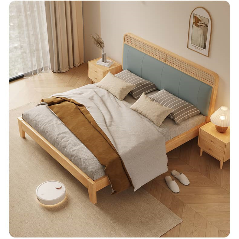 【天然木オーク&パイン】 高級合成皮革ベッド - 快適な睡眠を約束するデザインベッド hbzwg-636