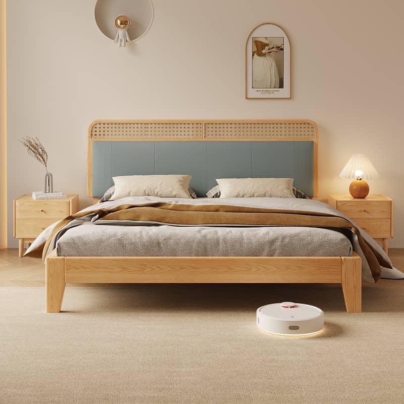 【天然木オーク&パイン】 高級合成皮革ベッド - 快適な睡眠を約束するデザインベッド hbzwg-636