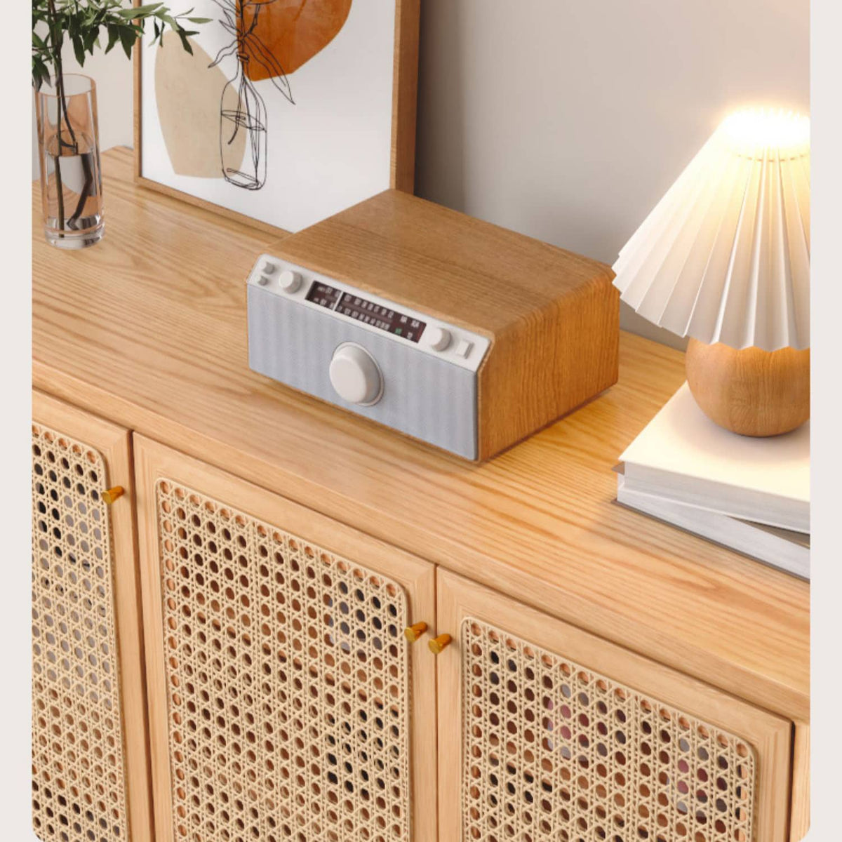 オーク材&ラタン キャビネット|おしゃれ収納家具 hbzwg-647