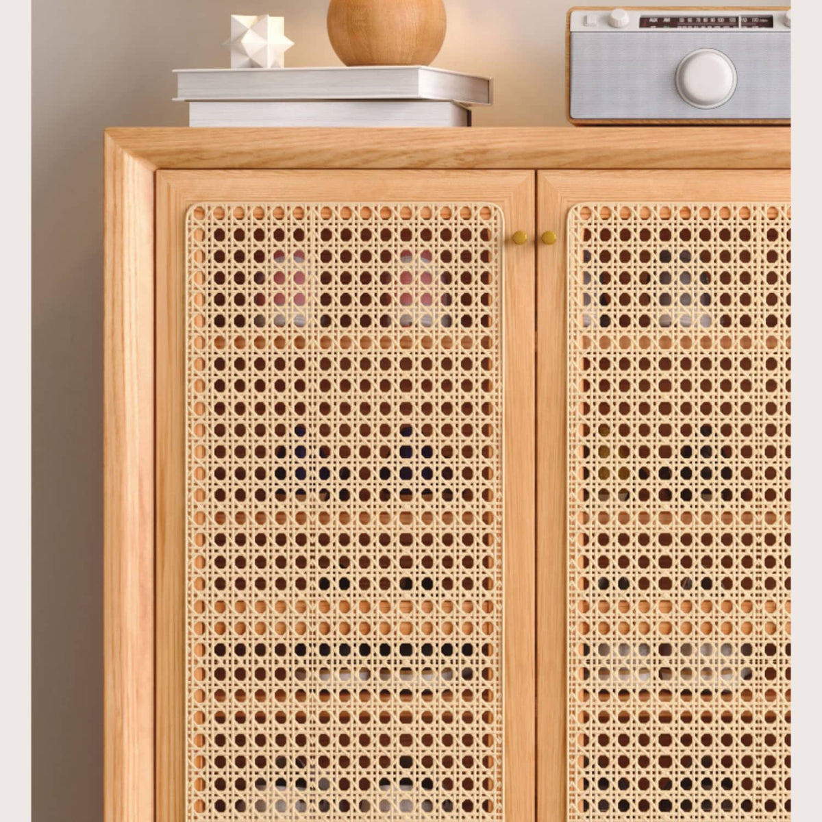 オーク材&ラタン キャビネット|おしゃれ収納家具 hbzwg-647