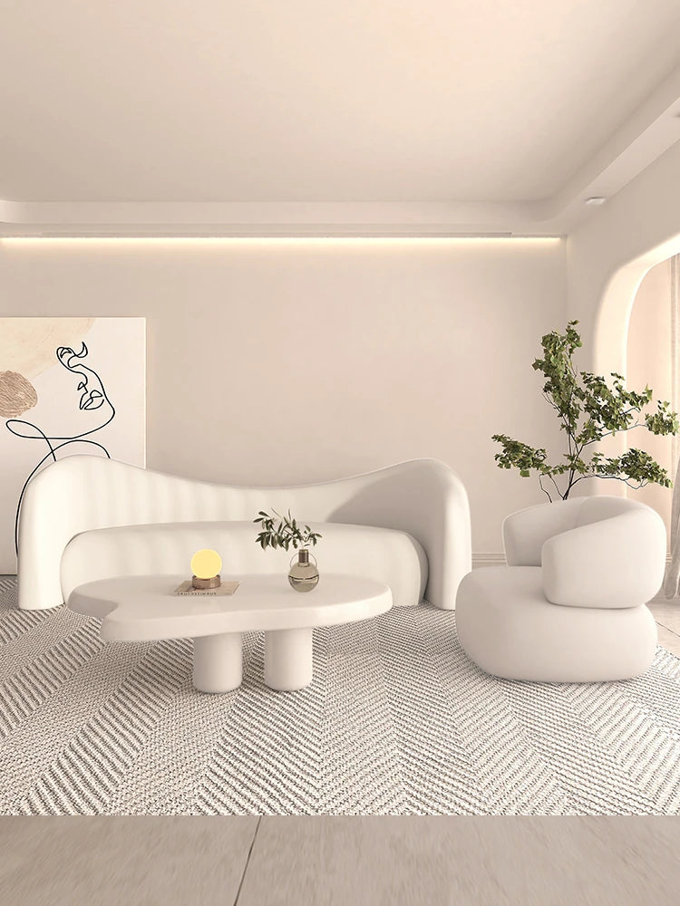 シンプルでモダンな無垢材シープボアパイルソファー - おしゃれなリビング空間を演出! hch-3071