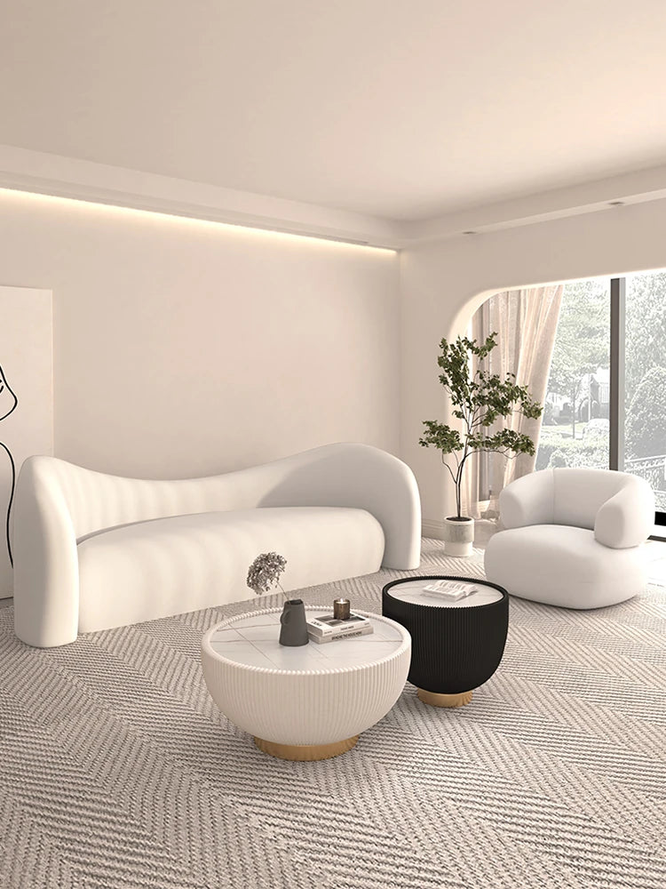 シンプルでモダンな無垢材シープボアパイルソファー - おしゃれなリビング空間を演出! hch-3071