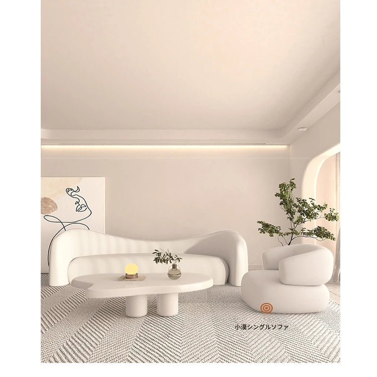 シンプルでモダンな無垢材シープボアパイルソファー - おしゃれなリビング空間を演出! hch-3071