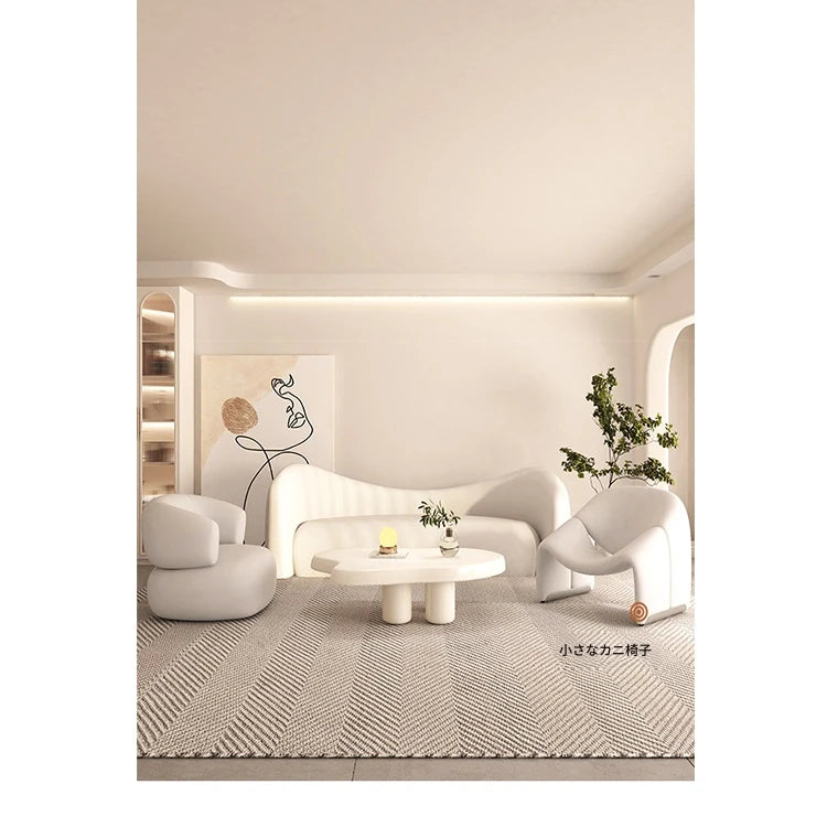 シンプルでモダンな無垢材シープボアパイルソファー - おしゃれなリビング空間を演出! hch-3071