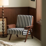 ストライプデザインのパイルチェア|おしゃれなインテリアにぴったりな木製フレームソファ hch-3085