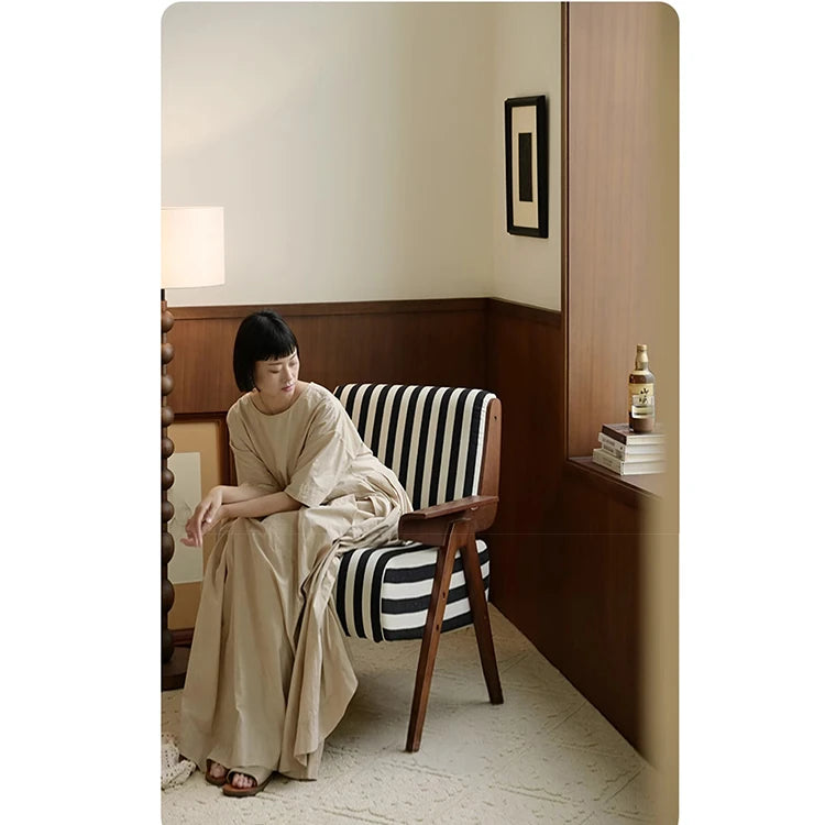 ストライプデザインのパイルチェア|おしゃれなインテリアにぴったりな木製フレームソファ hch-3085