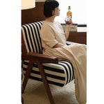 ストライプデザインのパイルチェア|おしゃれなインテリアにぴったりな木製フレームソファ hch-3085