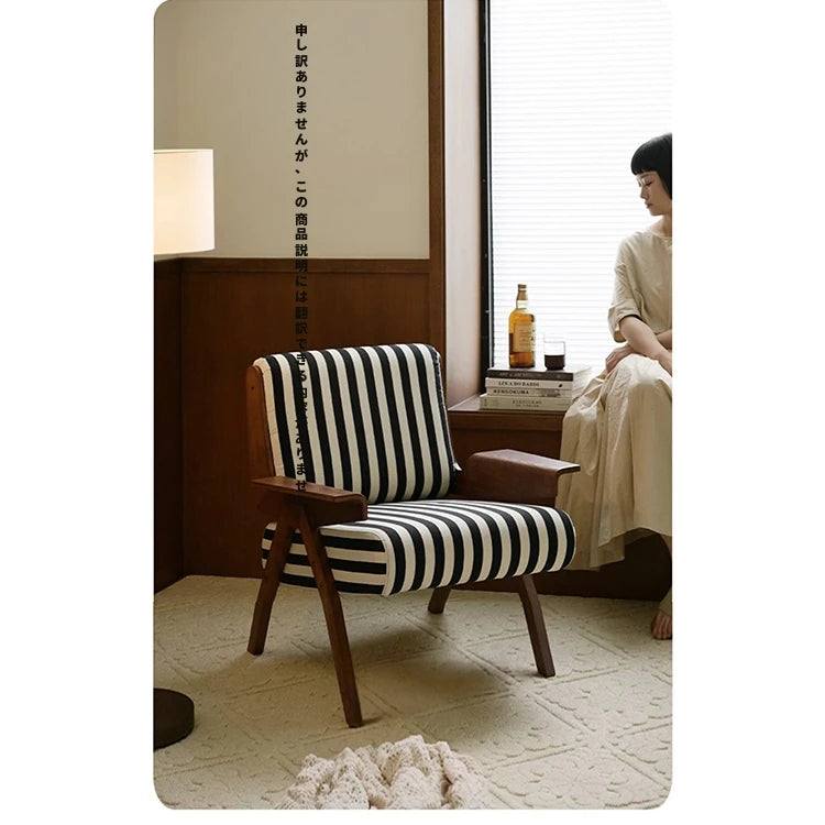ストライプデザインのパイルチェア|おしゃれなインテリアにぴったりな木製フレームソファ hch-3085