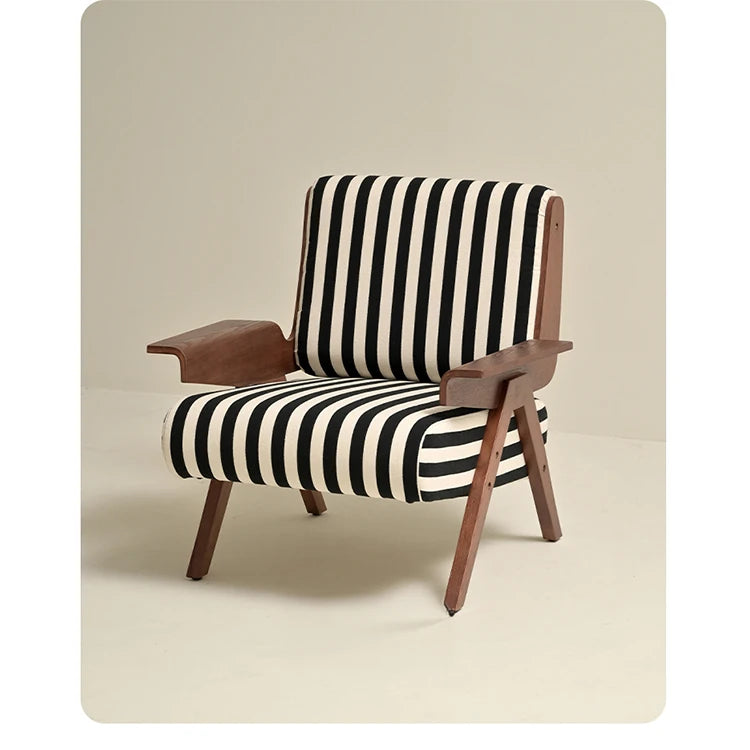 ストライプデザインのパイルチェア|おしゃれなインテリアにぴったりな木製フレームソファ hch-3085