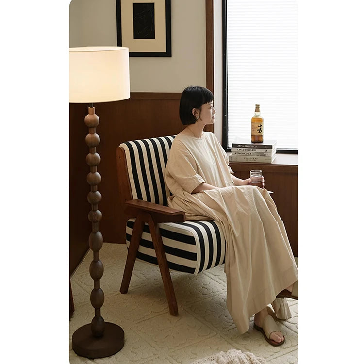 ストライプデザインのパイルチェア|おしゃれなインテリアにぴったりな木製フレームソファ hch-3085