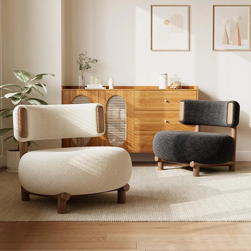 シープボア・無垢材・PUレザー使用のおしゃれなリビングチェア|モダンデザインで快適な座り心地 hch-3088