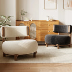 シープボア・無垢材・PUレザー使用のおしゃれなリビングチェア|モダンデザインで快適な座り心地 hch-3088