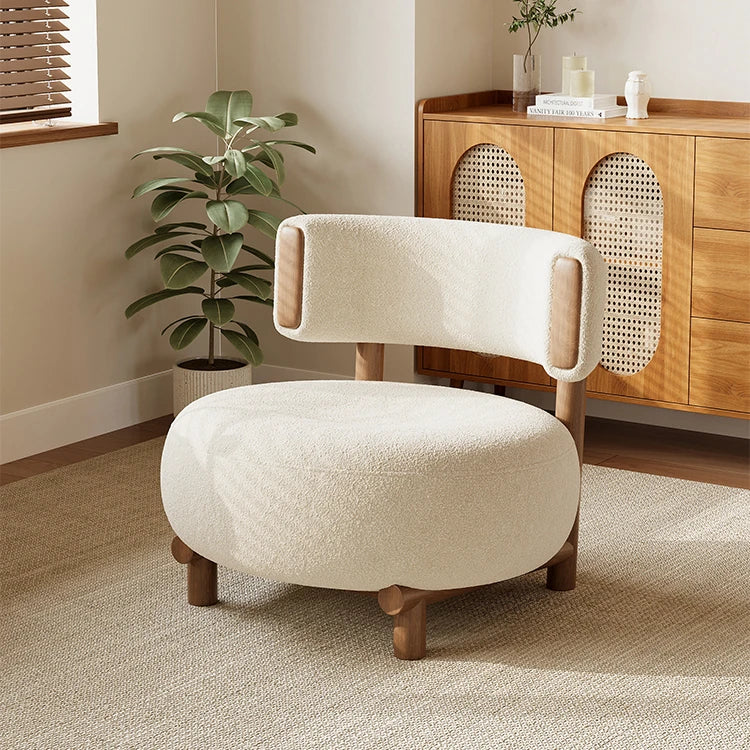 シープボア・無垢材・PUレザー使用のおしゃれなリビングチェア|モダンデザインで快適な座り心地 hch-3088