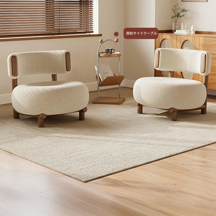 シープボア・無垢材・PUレザー使用のおしゃれなリビングチェア|モダンデザインで快適な座り心地 hch-3088