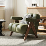 PUレザーと無垢材のデザインチェア - おしゃれなリビングにぴったり! hch-3089