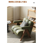 PUレザーと無垢材のデザインチェア - おしゃれなリビングにぴったり! hch-3089