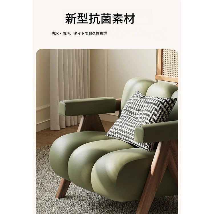 PUレザーと無垢材のデザインチェア - おしゃれなリビングにぴったり! hch-3089