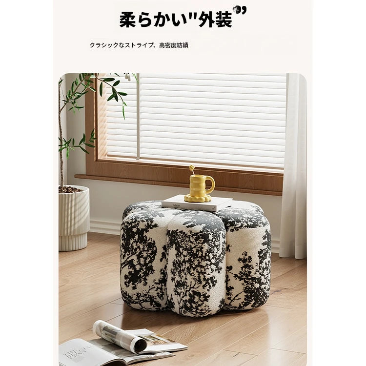 パイン材のシープボアスツール - おしゃれなインテリアに最適な多機能収納付きハンドメイドスツール hch-3090