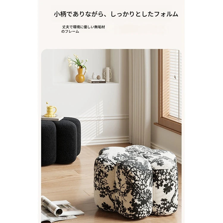 パイン材のシープボアスツール - おしゃれなインテリアに最適な多機能収納付きハンドメイドスツール hch-3090