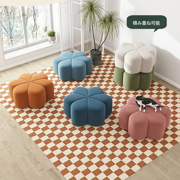 スツール パインエアレザー製 おしゃれな花型デザインでインテリアに最適! hch-3092