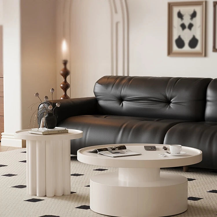モダンデザインのセンターテーブル|ホワイト・ラウンドシェイプ・高品質家具|リビングルームにぴったり! hch-3093