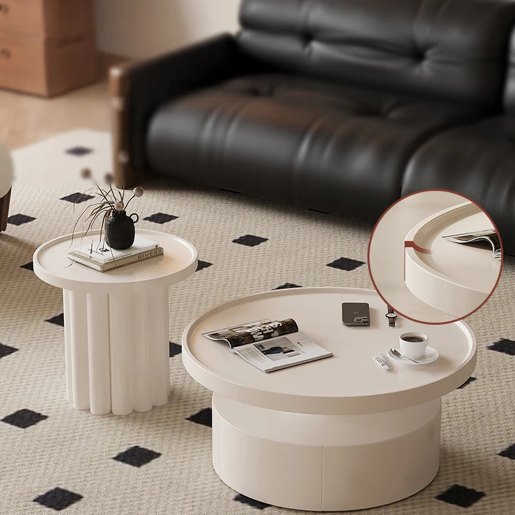 モダンデザインのセンターテーブル|ホワイト・ラウンドシェイプ・高品質家具|リビングルームにぴったり! hch-3093