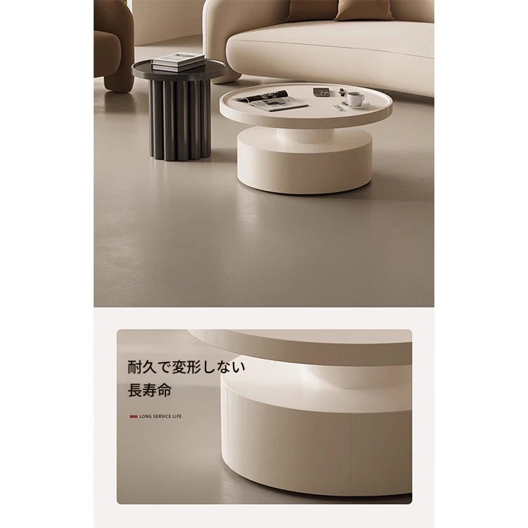 モダンデザインのセンターテーブル|ホワイト・ラウンドシェイプ・高品質家具|リビングルームにぴったり! hch-3093