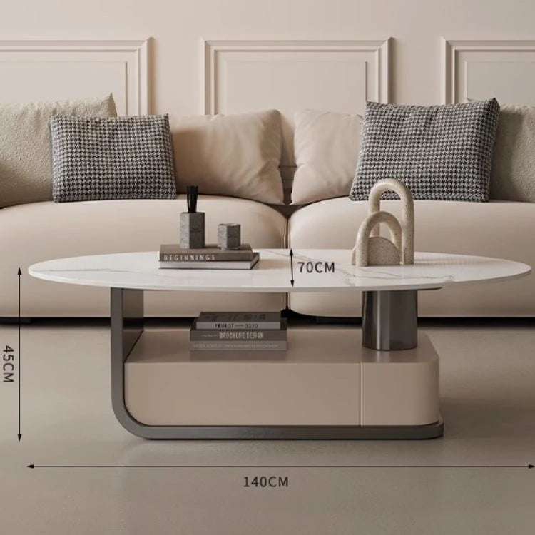 エレガントな大理石風センターテーブル | モダンデザインと収納機能付き | クラシックなリビングルームに最適 hch-3094